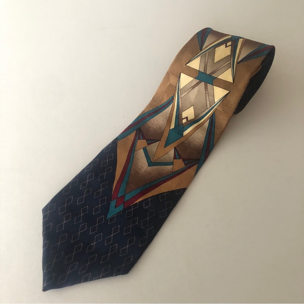 Balmain couture vintage geometric silk tie
